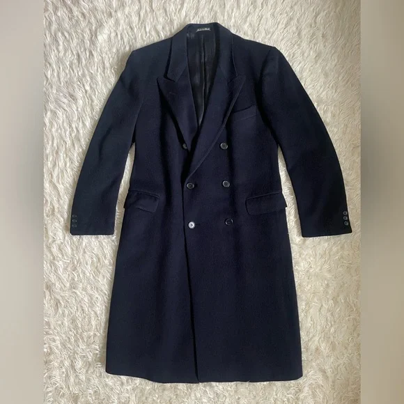 Giorgio Armani men Navy Blue + 80%Wool 20% Cashmere Coat, Sz 38 Italy - Picture 2 of 15